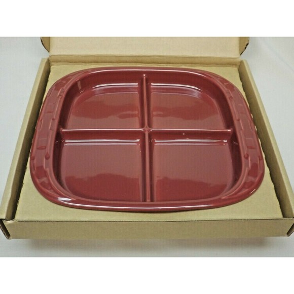Longaberger Pottery Paprika 4 Section Relish Tray w/ Original Box & Certificate - Picture 1 of 12